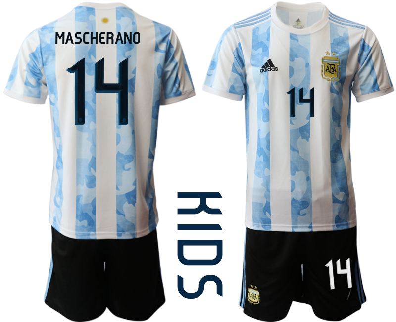 Cheap Youth 2020-2021 Season National team Argentina home white 14 Soccer Jersey
